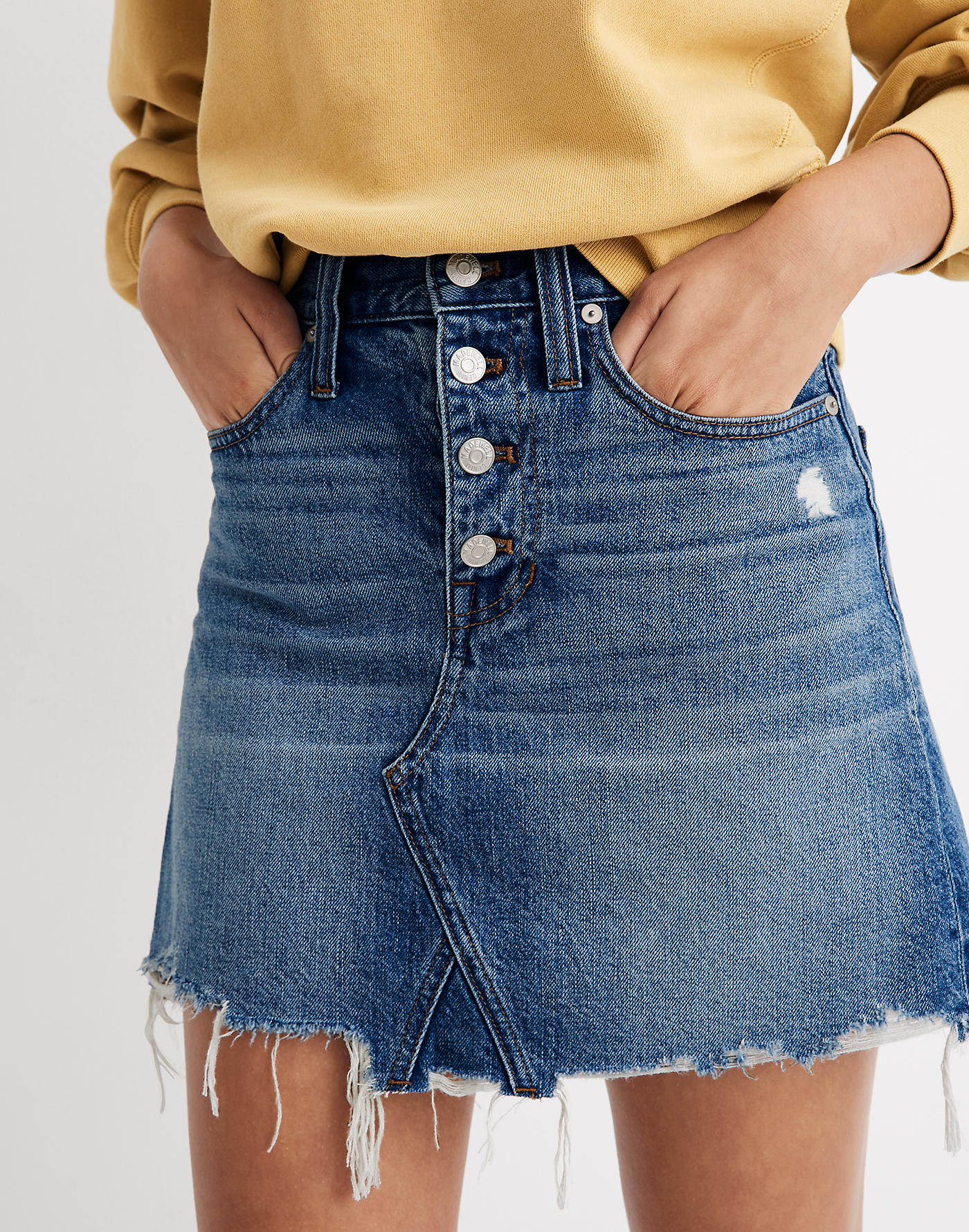 Rigid Denim A-Line Mini Skirt